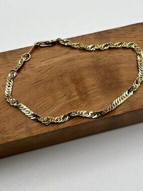 Vintage 14K Gold Plated Twisted Rope Chain Bracelet Retro Coquette 14KGP Glam